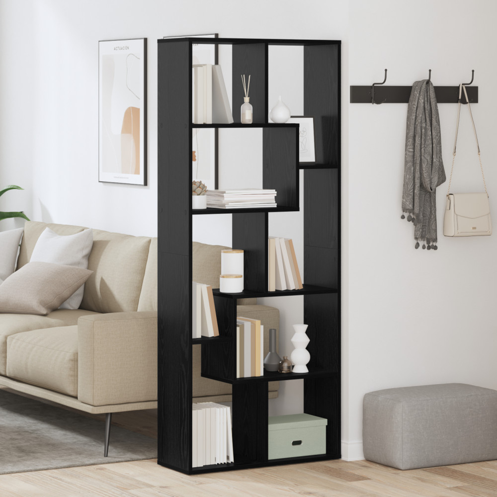 Produktbild för Bokskåp Svart Ek 67 x 25 x 162 cm Konstruerat trä