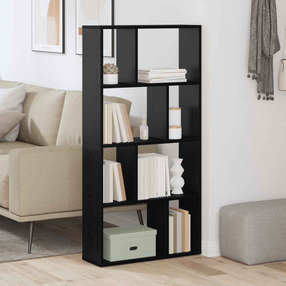 Produktbild för Bokskåp 8 nivåer 60 x 20 x 120,5 cm Konstruerat trä Svart Ek