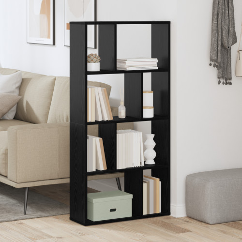 vidaXL Bokskåp 8 nivåer 60 x 20 x 120,5 cm Konstruerat trä Svart Ek