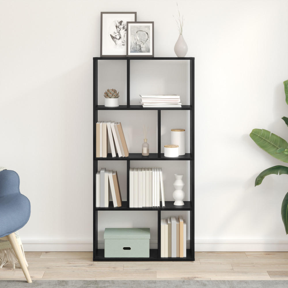 Produktbild för Bokskåp 8 nivåer 60 x 20 x 120,5 cm Konstruerat trä Svart Ek