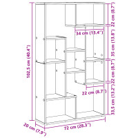 Produktbild för Bokskåp 8 nivåer 72 x 20 x 120,5 cm Konstruerat trä Svart Ek