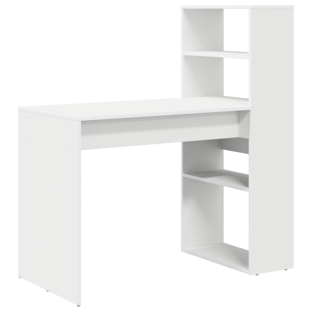 Produktbild för Skrivbord med hylla Vit 113 x 54 x 120 cm Konstruerat trä