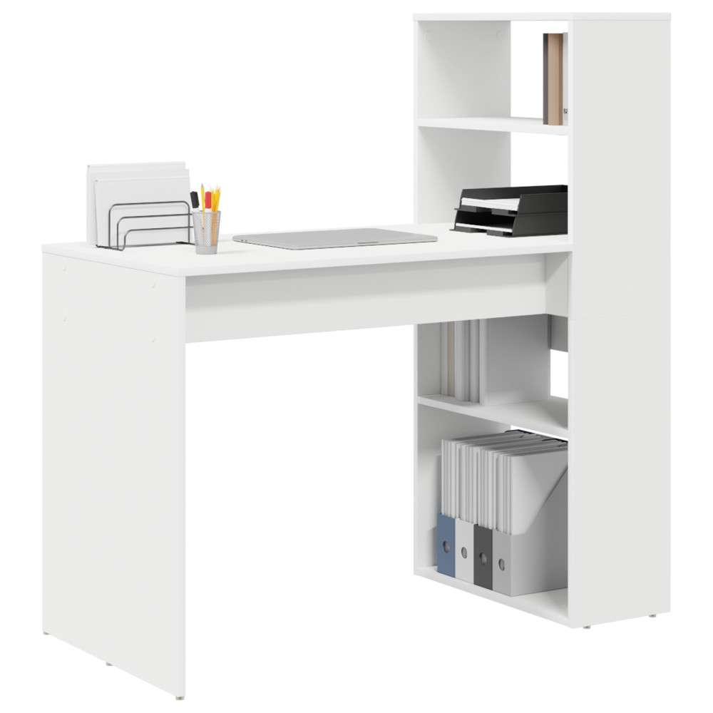Produktbild för Skrivbord med hylla Vit 113 x 54 x 120 cm Konstruerat trä