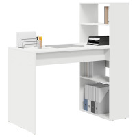 Produktbild för Skrivbord med hylla Vit 113 x 54 x 120 cm Konstruerat trä