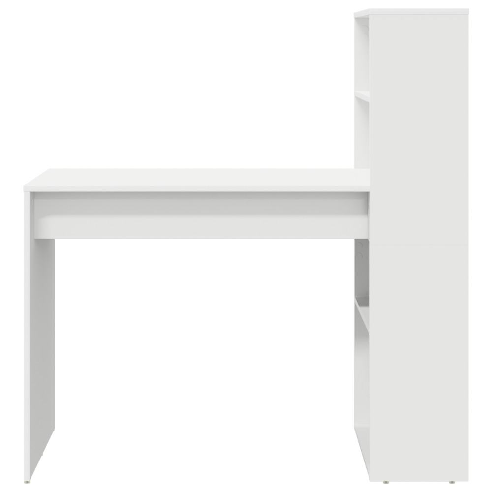 Produktbild för Skrivbord med hylla Vit 113 x 54 x 120 cm Konstruerat trä