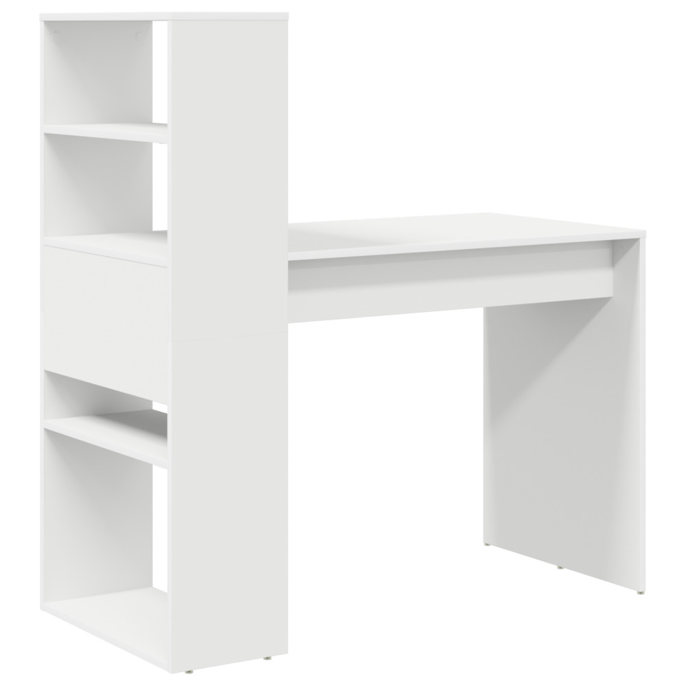 Produktbild för Skrivbord med hylla Vit 113 x 54 x 120 cm Konstruerat trä