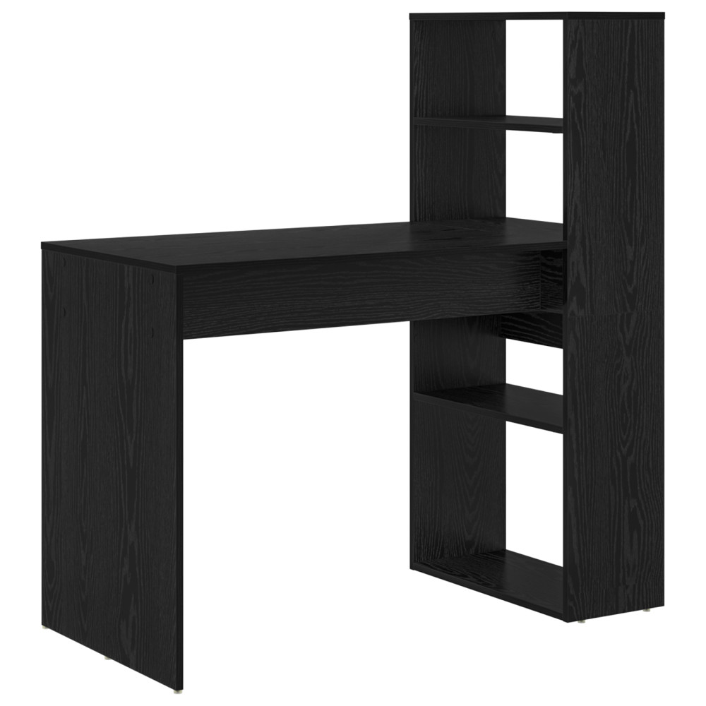 Produktbild för Skrivbord med hylla Svart Ek 113 x 54 x 120 cm Konstruerat trä
