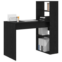 Produktbild för Skrivbord med hylla Svart Ek 113 x 54 x 120 cm Konstruerat trä
