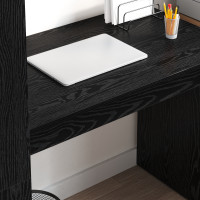 Produktbild för Skrivbord med hylla Svart Ek 113 x 54 x 120 cm Konstruerat trä