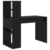 Produktbild för Skrivbord med hylla Svart Ek 113 x 54 x 120 cm Konstruerat trä