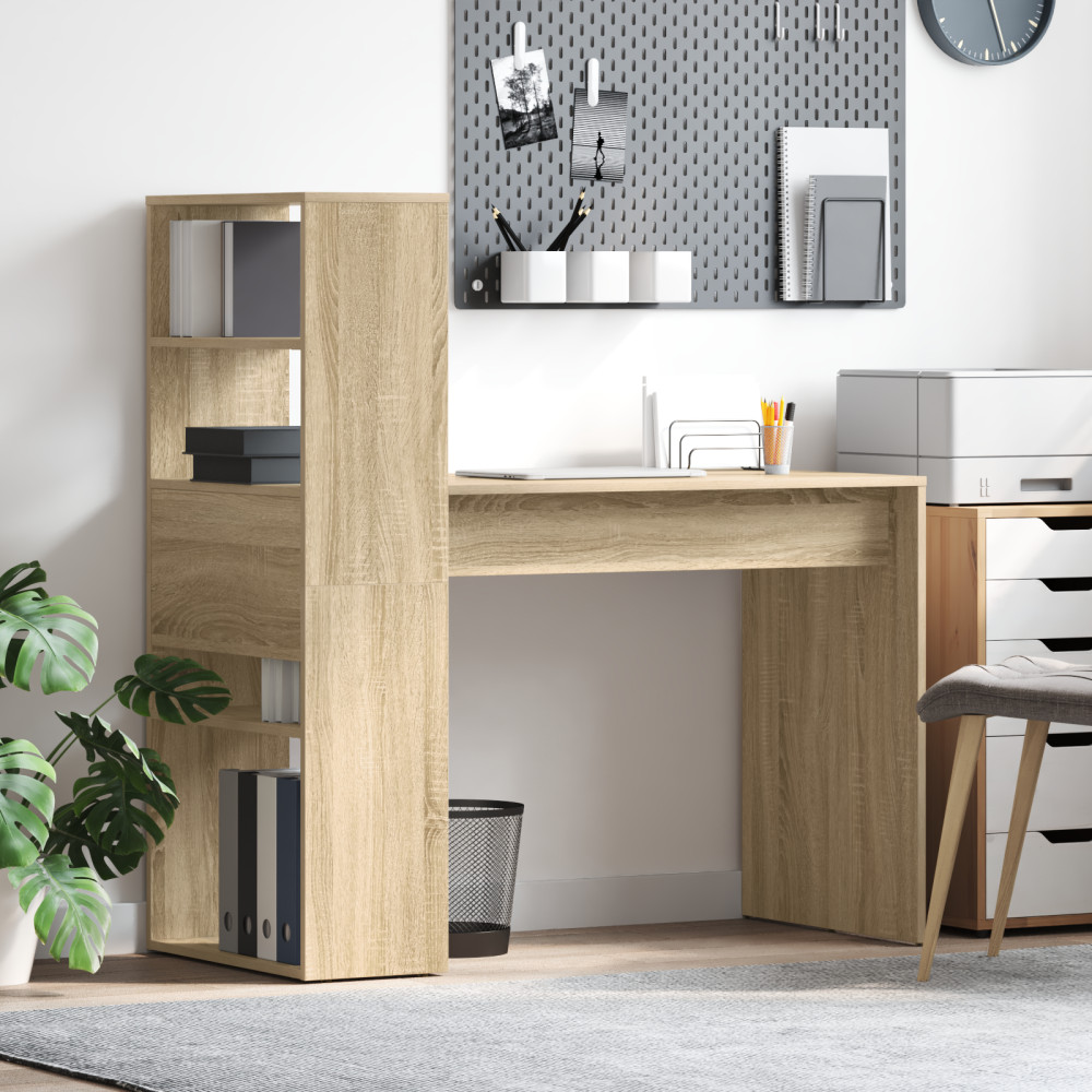 Produktbild för Skrivbord med hylla Sonoma-ek 113 x 54 x 120 cm Konstruerat trä