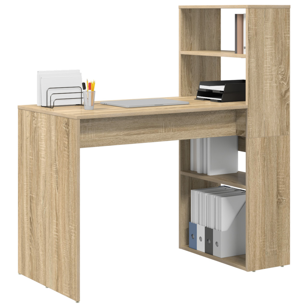 Produktbild för Skrivbord med hylla Sonoma-ek 113 x 54 x 120 cm Konstruerat trä