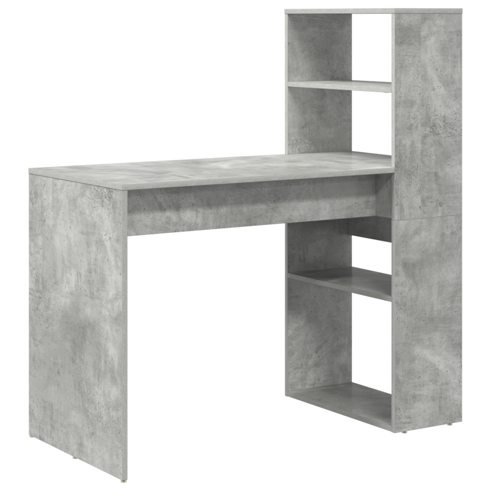 Produktbild för Skrivbord med hylla Betonggrå 113 x 54 x 120 cm Konstruerat trä