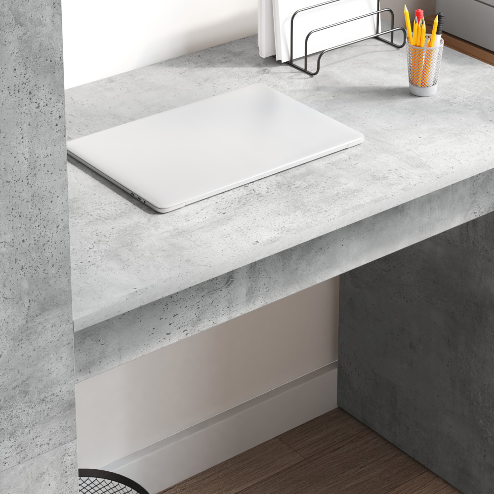 Produktbild för Skrivbord med hylla Betonggrå 113 x 54 x 120 cm Konstruerat trä