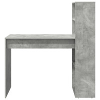 Produktbild för Skrivbord med hylla Betonggrå 113 x 54 x 120 cm Konstruerat trä