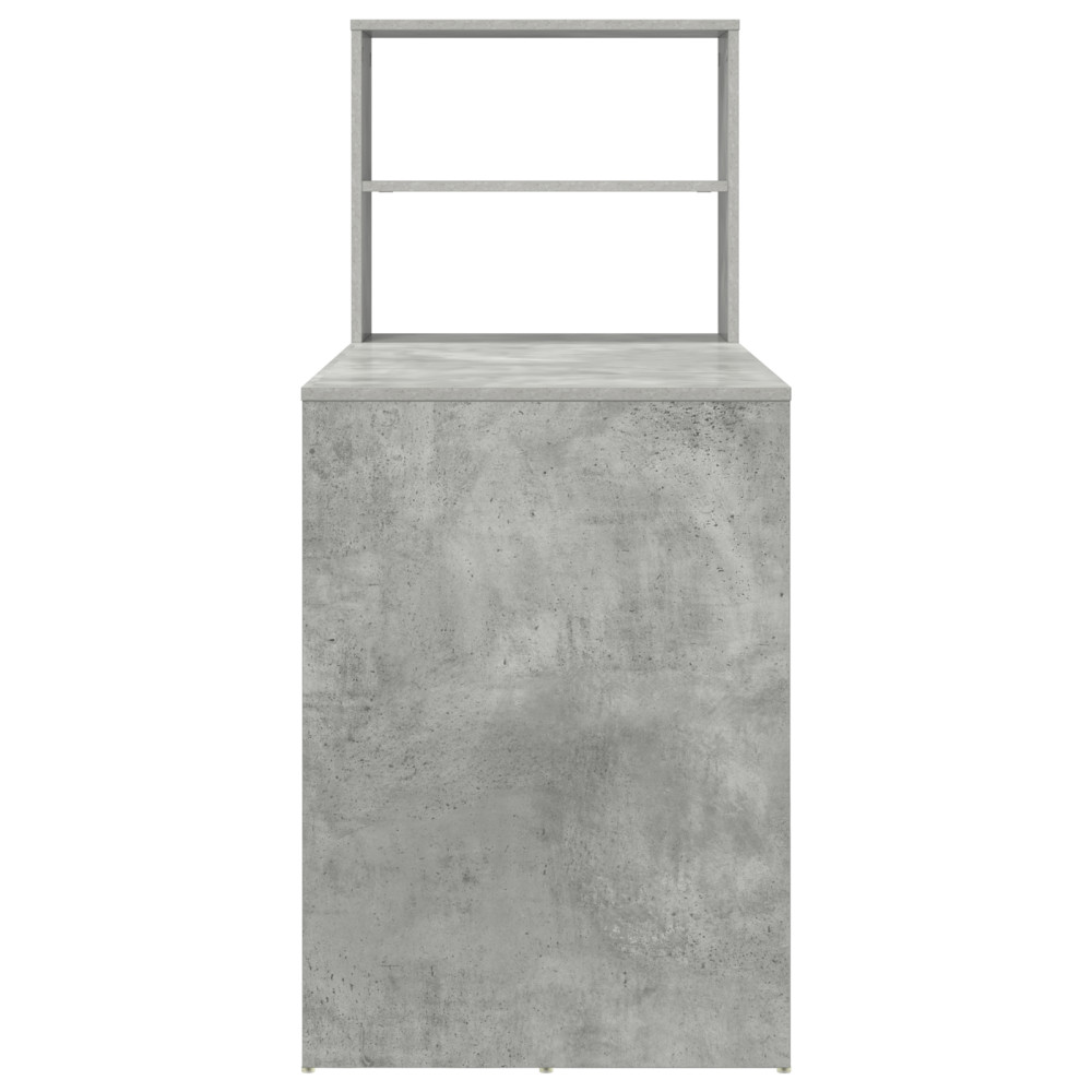 Produktbild för Skrivbord med hylla Betonggrå 113 x 54 x 120 cm Konstruerat trä