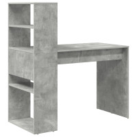 Produktbild för Skrivbord med hylla Betonggrå 113 x 54 x 120 cm Konstruerat trä
