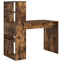 Produktbild för Skrivbord med hylla Rökt ek 113 x 54 x 120 cm Konstruerat trä
