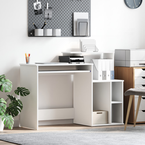 vidaXL Skrivbord med låda Vit 120,5 x 44 x 88,5 cm Konstruerat trä