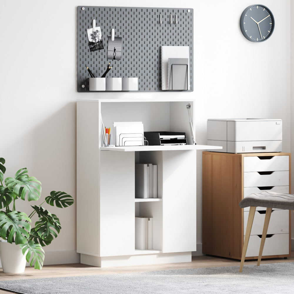 Produktbild för Skrivbord med hylla Vit 71.5 x 31.5 x 106.5 cm Konstruerat trä