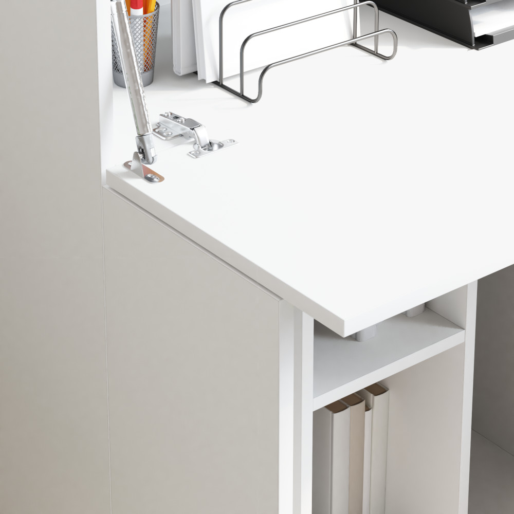 Produktbild för Skrivbord med hylla Vit 71.5 x 31.5 x 106.5 cm Konstruerat trä