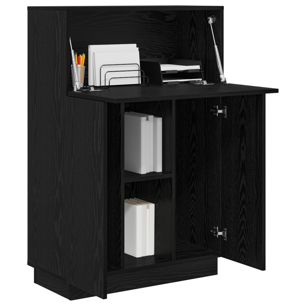 Produktbild för Skrivbord Svart Ek 71.5 x 31.5 x 106.5 cm Konstruerat trä