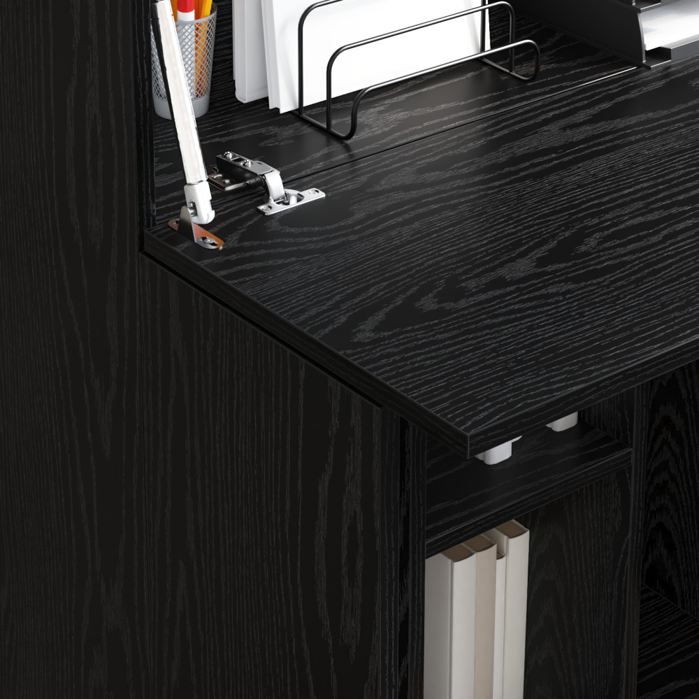 Produktbild för Skrivbord Svart Ek 71.5 x 31.5 x 106.5 cm Konstruerat trä