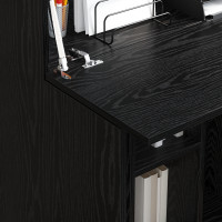 Produktbild för Skrivbord Svart Ek 71.5 x 31.5 x 106.5 cm Konstruerat trä