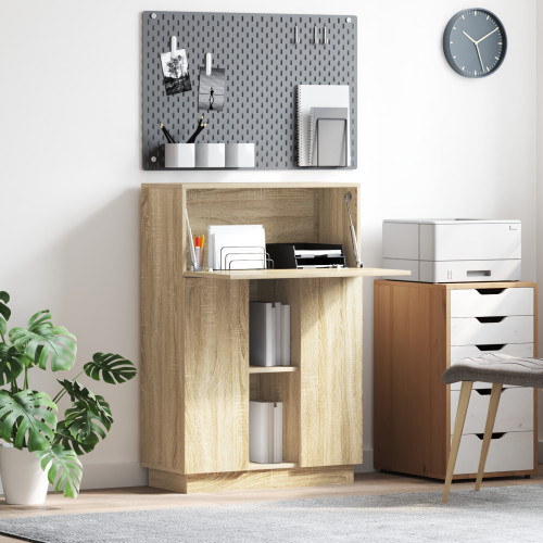 vidaXL Skrivbord Sonoma-ek 71.5 x 31.5 x 106.5 cm Konstruerat trä