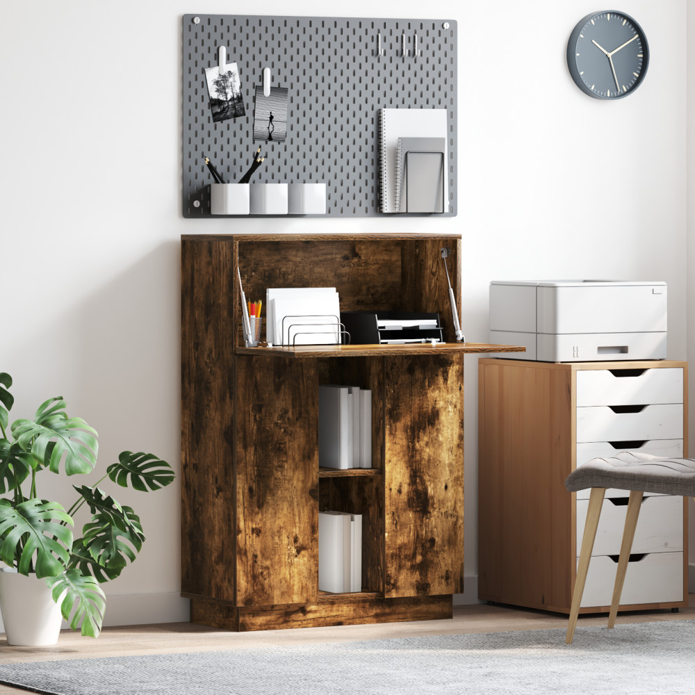 Produktbild för Skrivbord Rökt ek 71.5 x 31.5 x 106.5 cm Konstruerat trä