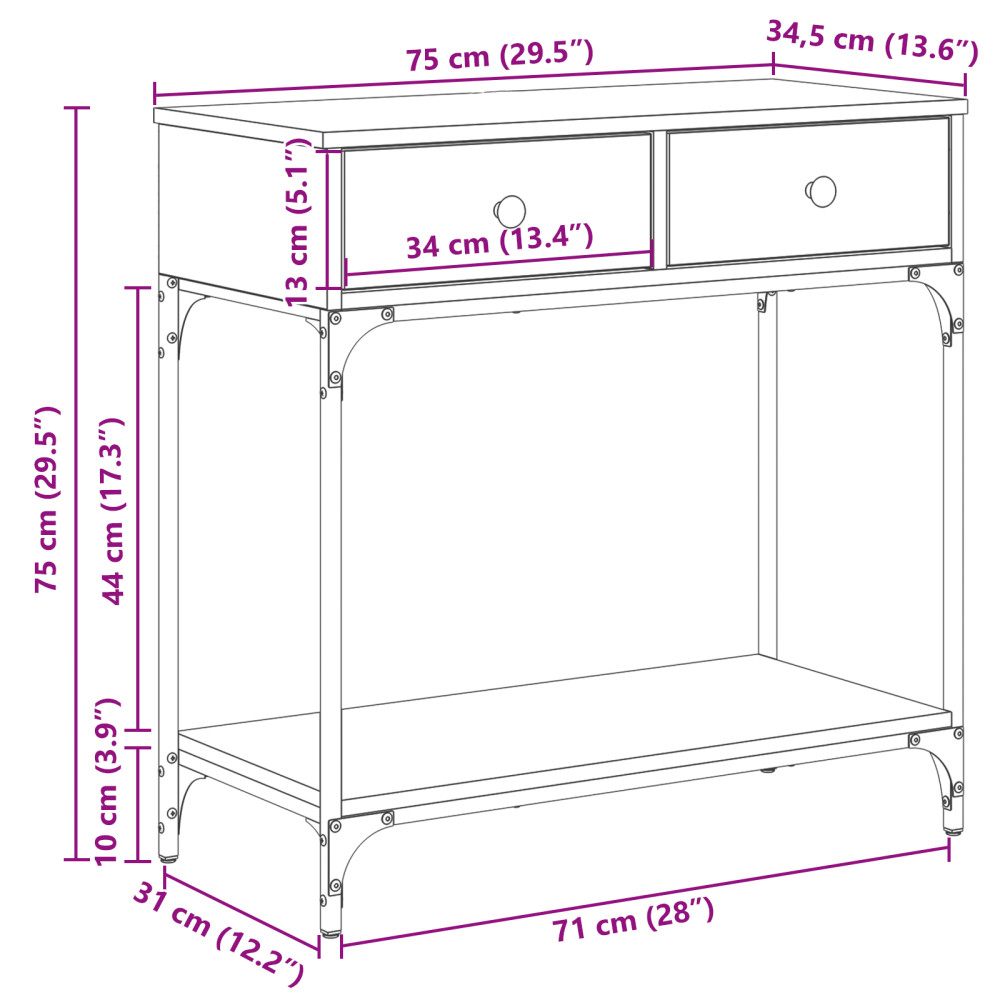 Produktbild för Konsolbord Gammalt trä 75 x 34,5 x 75 cm Konstruerat trä