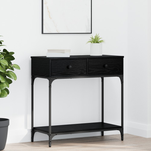 vidaXL Konsolbord med låda Svart ek 75 x 34,5 x 75 cm Konstruerat trä