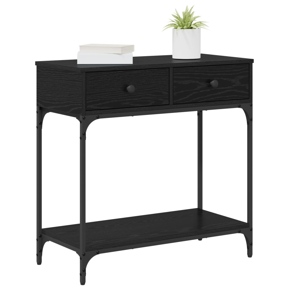Produktbild för Konsolbord med låda Svart ek 75 x 34,5 x 75 cm Konstruerat trä