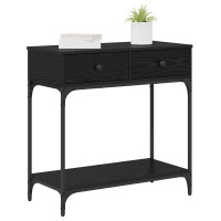 Produktbild för Konsolbord med låda Svart ek 75 x 34,5 x 75 cm Konstruerat trä