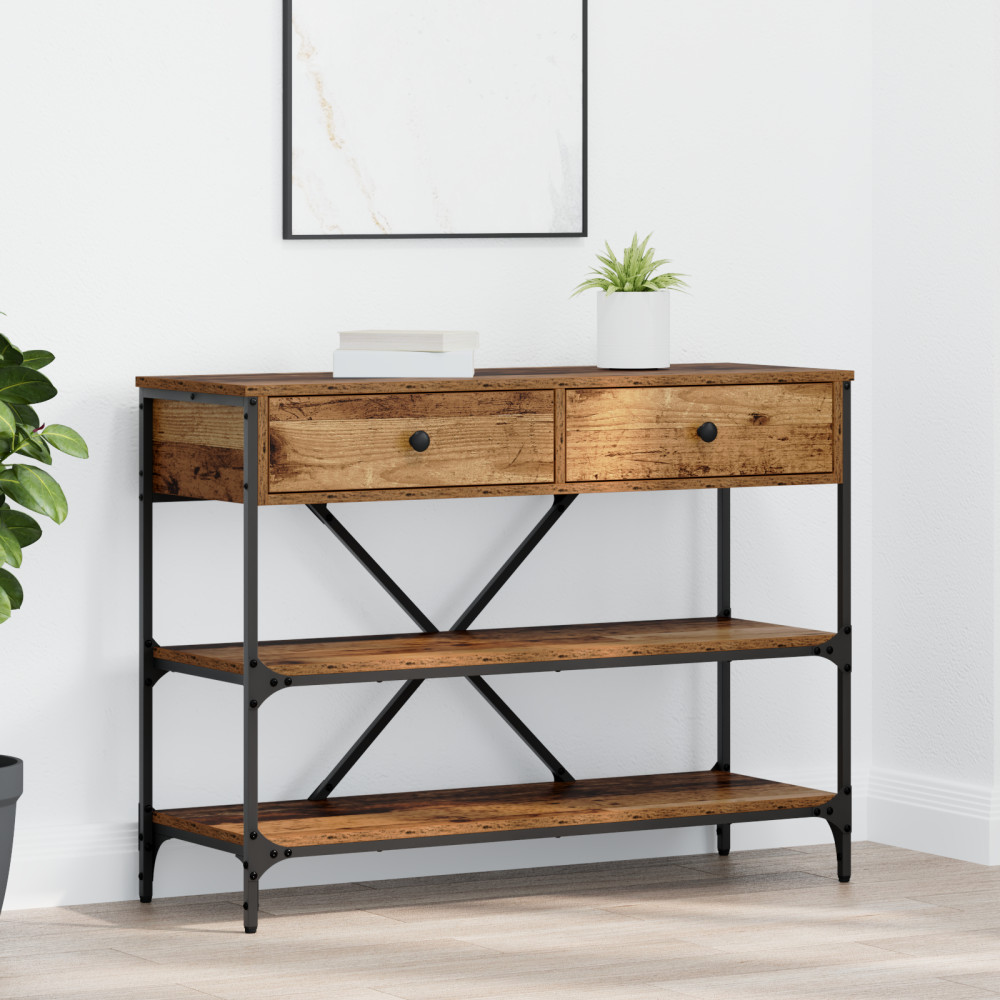Produktbild för Konsolbord med låda med hylla Brun 100 x 34,5 x 75 cm trä