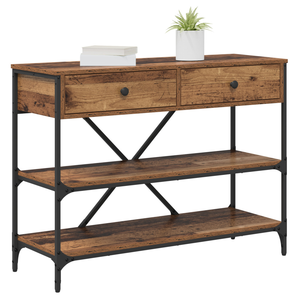 Produktbild för Konsolbord med låda med hylla Brun 100 x 34,5 x 75 cm trä