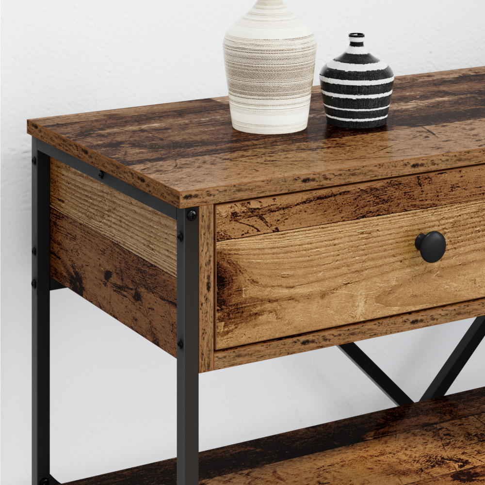 Produktbild för Konsolbord med låda med hylla Brun 100 x 34,5 x 75 cm trä