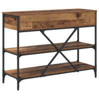 Produktbild för Konsolbord med låda med hylla Brun 100 x 34,5 x 75 cm trä