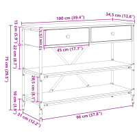 Produktbild för Konsolbord med låda med hylla Brun 100 x 34,5 x 75 cm trä
