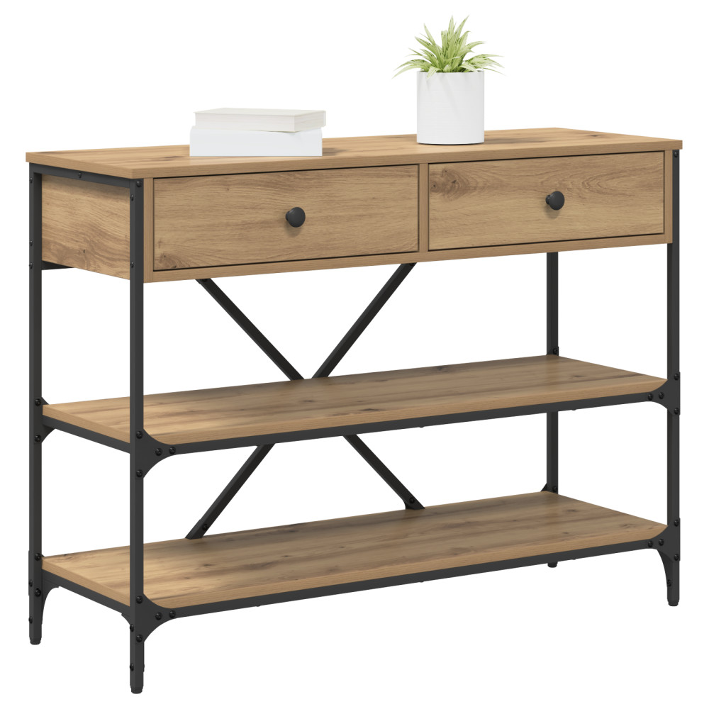 Produktbild för Konsolbord med låda med hylla Brun 100 x 34,5 x 75 cm trä
