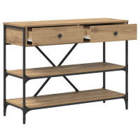 Produktbild för Konsolbord med låda med hylla Brun 100 x 34,5 x 75 cm trä