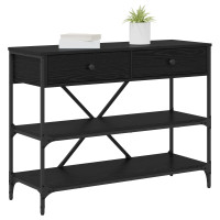 Produktbild för Konsolbord med låda med hylla Svart Ek 100 x 34,5 x 75 cm trä