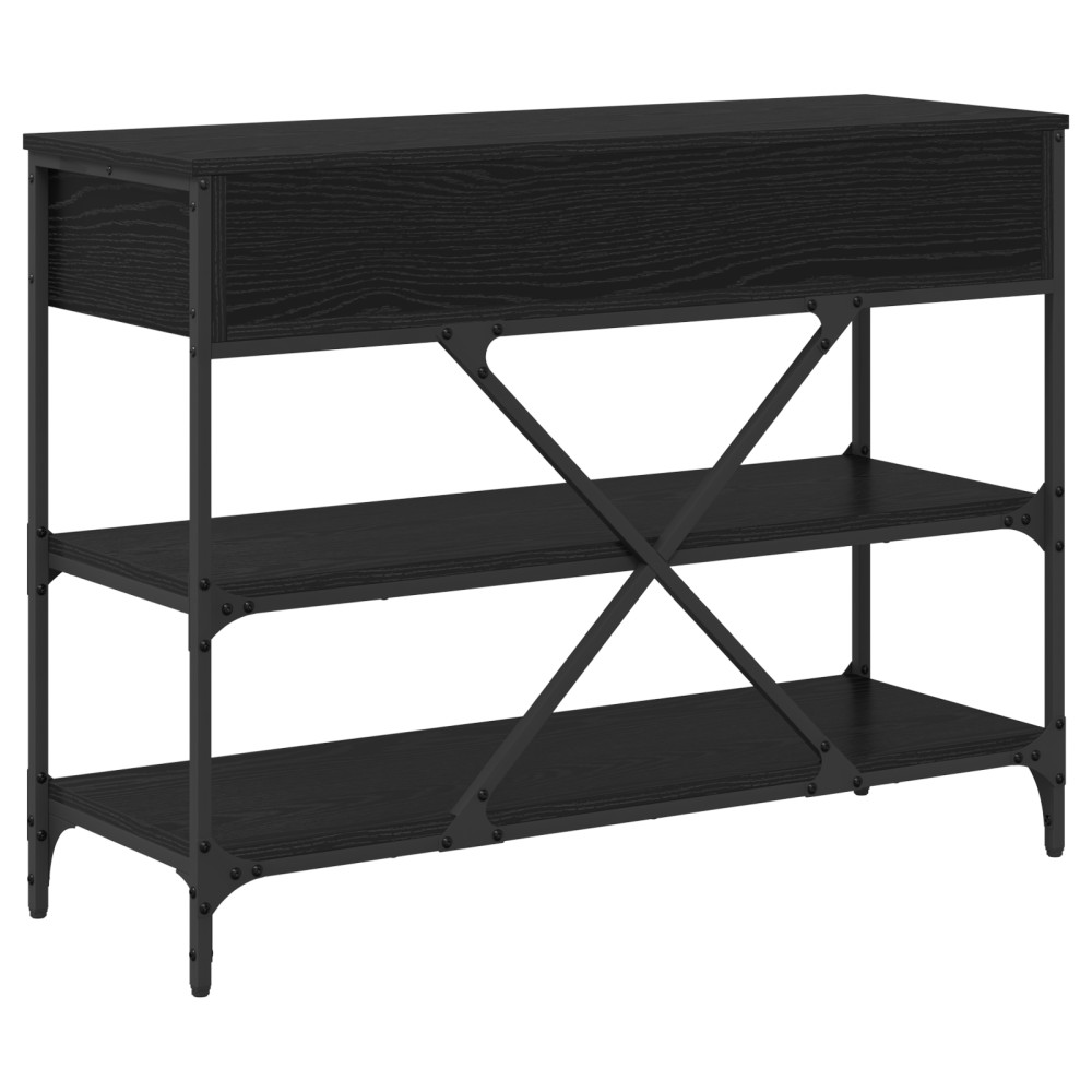 Produktbild för Konsolbord med låda med hylla Svart Ek 100 x 34,5 x 75 cm trä