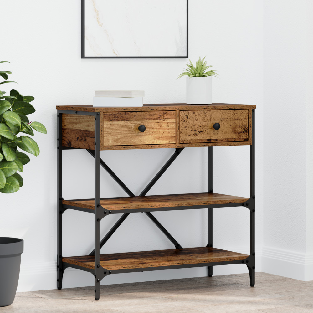 Produktbild för Konsolbord med låda med hylla Brun 75 x 34,5 x 75 cm trä
