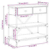 Produktbild för Konsolbord med låda med hylla Brun 75 x 34,5 x 75 cm trä