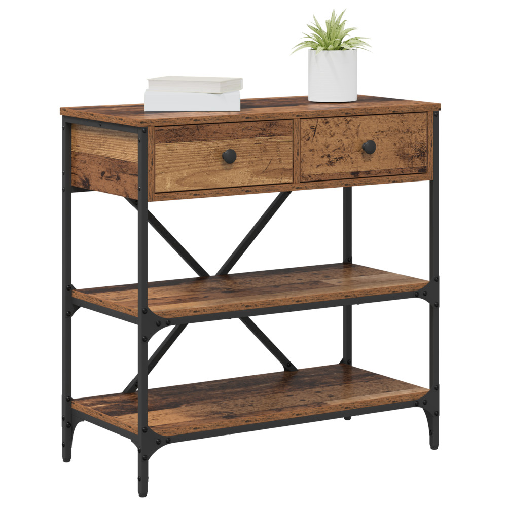 Produktbild för Konsolbord med låda med hylla Brun 75 x 34,5 x 75 cm trä