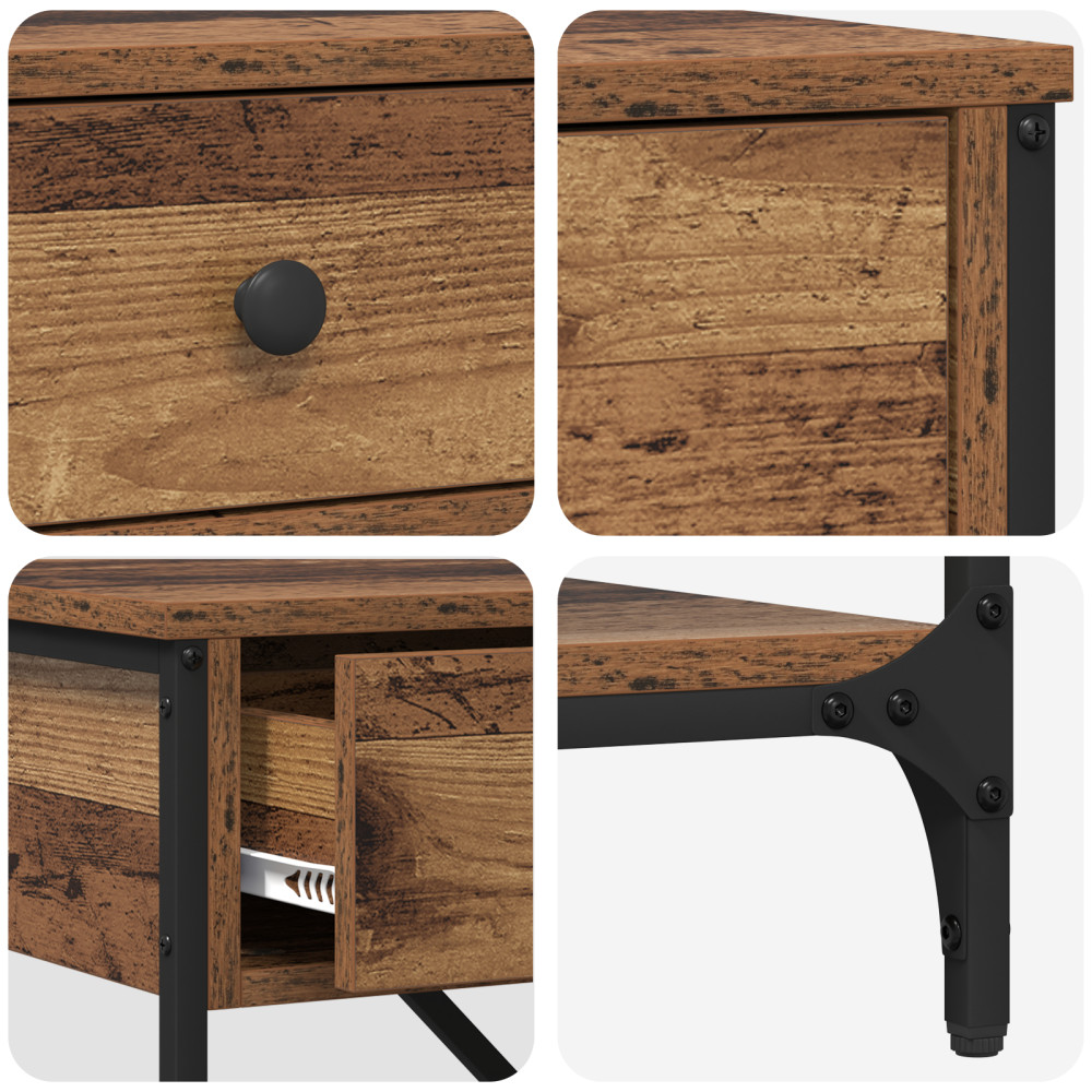 Produktbild för Konsolbord med låda med hylla Brun 75 x 34,5 x 75 cm trä