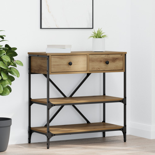 vidaXL Konsolbord med låda med hylla Brun 75 x 34,5 x 75 cm trä
