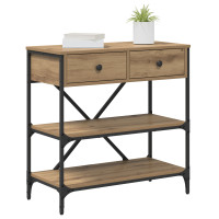 Produktbild för Konsolbord med låda med hylla Brun 75 x 34,5 x 75 cm trä