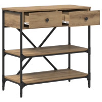 Produktbild för Konsolbord med låda med hylla Brun 75 x 34,5 x 75 cm trä